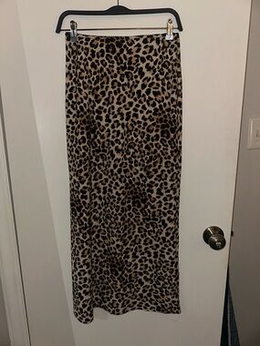 Topshop Leopard Print Maxi Skirt in Tan and Black